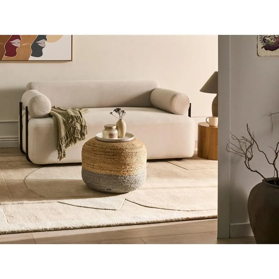 DUKI - Poef - Natuurlijk/Taupe - 50 cm - Jute