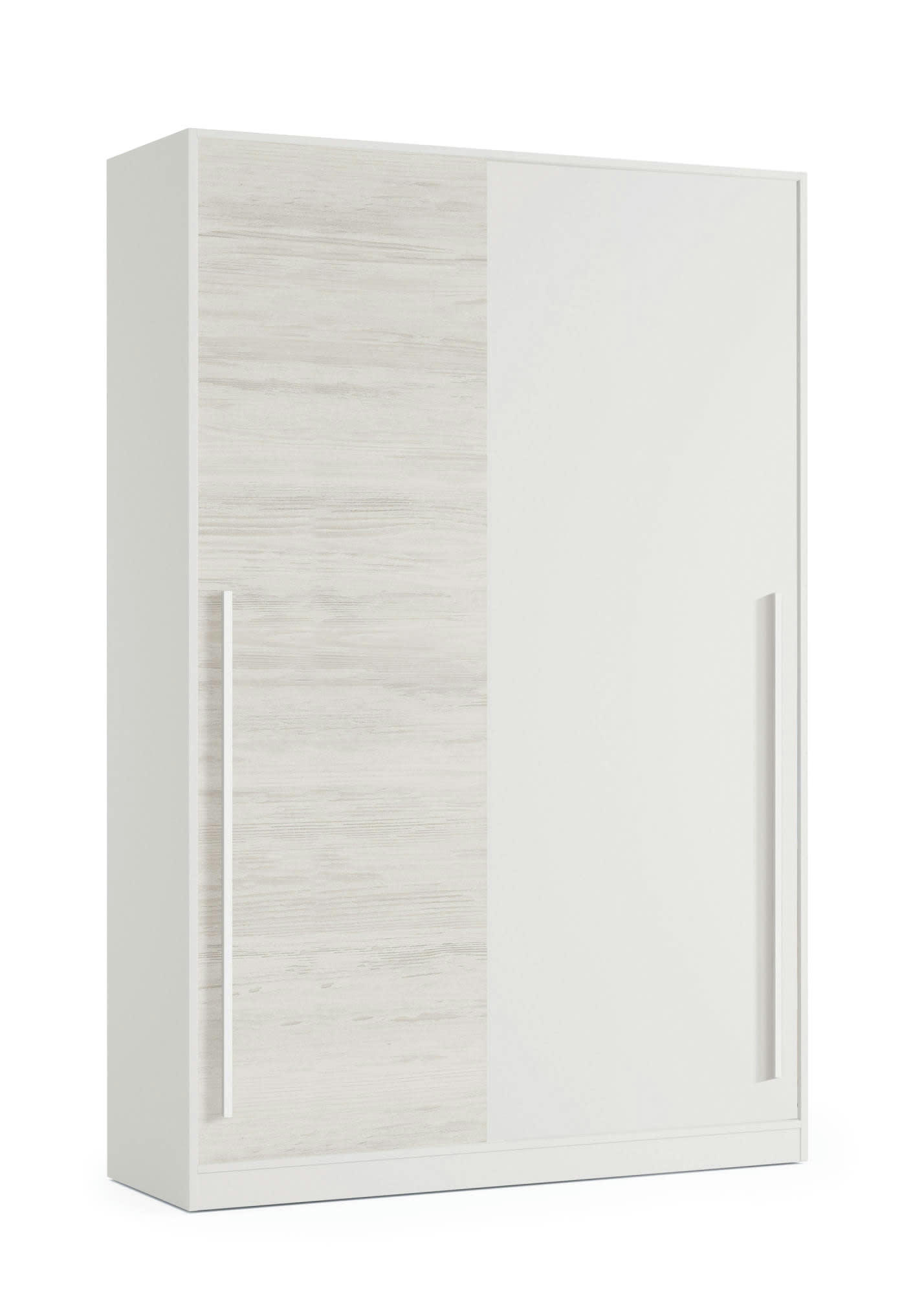 DOWNEY - Garde-robe à 2 portes coulissantes effet bois blanc antique