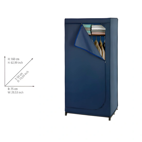 Kleiderschrank, BxHxL: 75 x 160 x 50 cm, Polyester/Stahl, dunkelblau