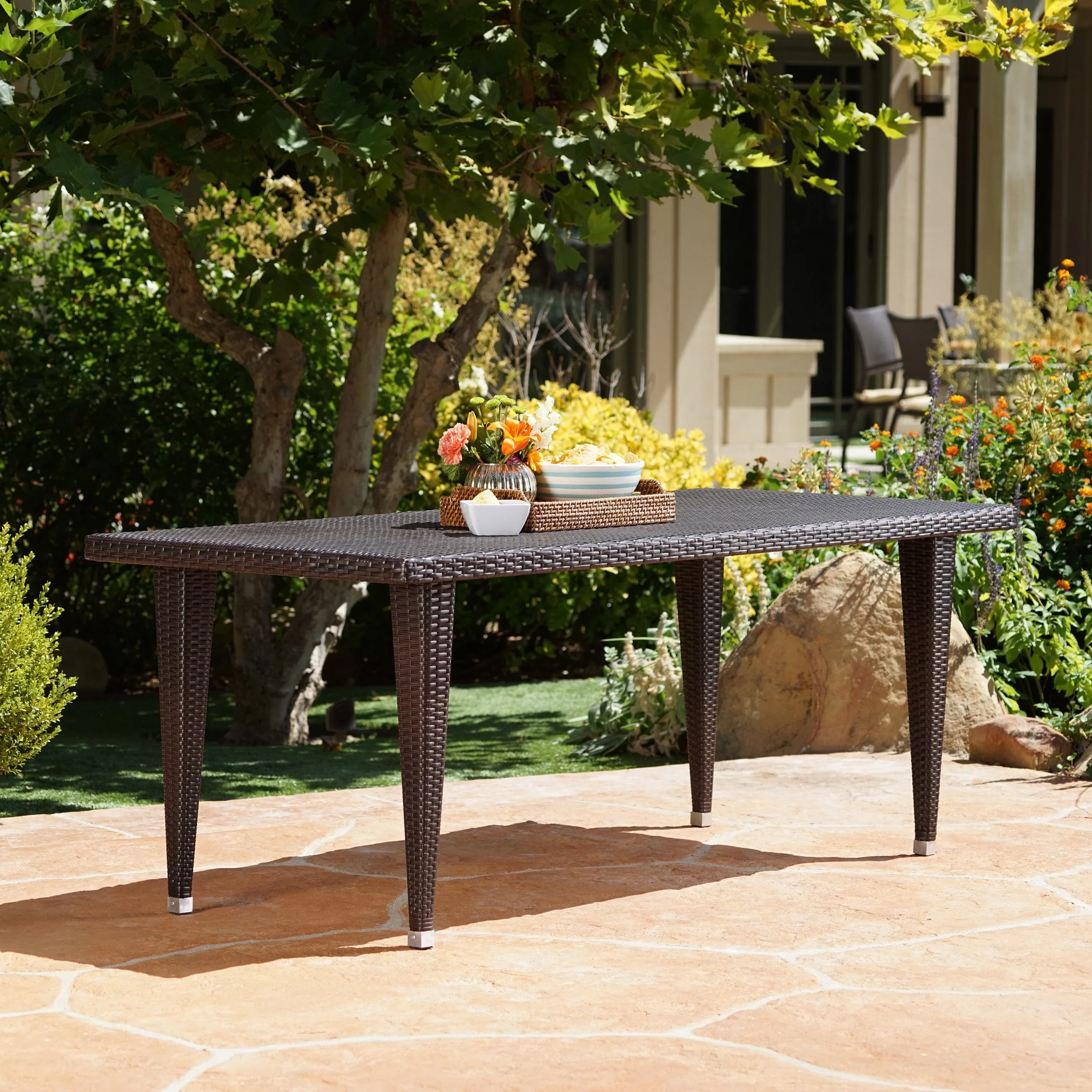 Dominica Outdoor 73.5-inch Rectangular Wicker Dining Table by Christopher Knight Home - 73.50 x 33.50 x 29.00