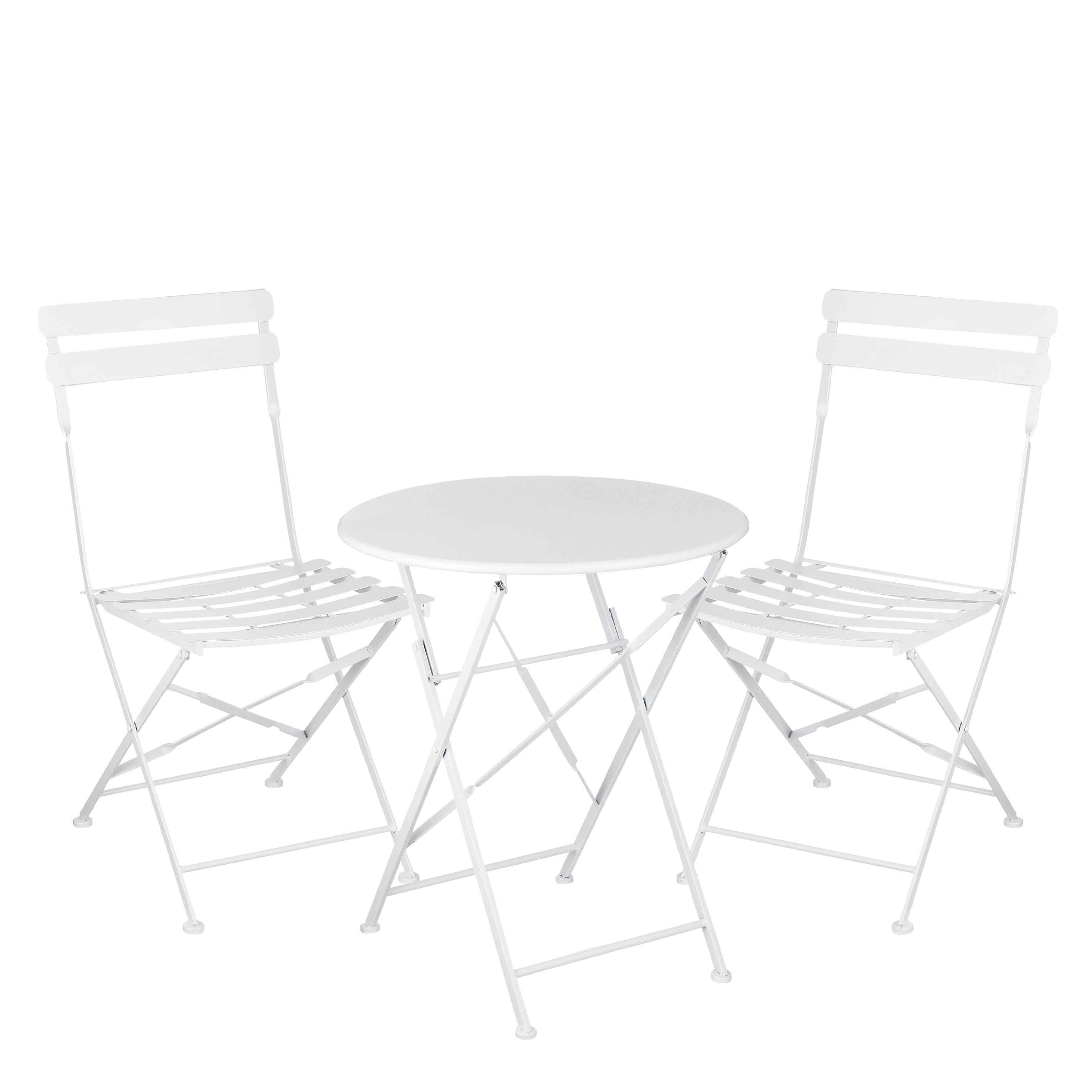 LAURENCE - Ensemble jardin bistro 3 pièces en metal blanc