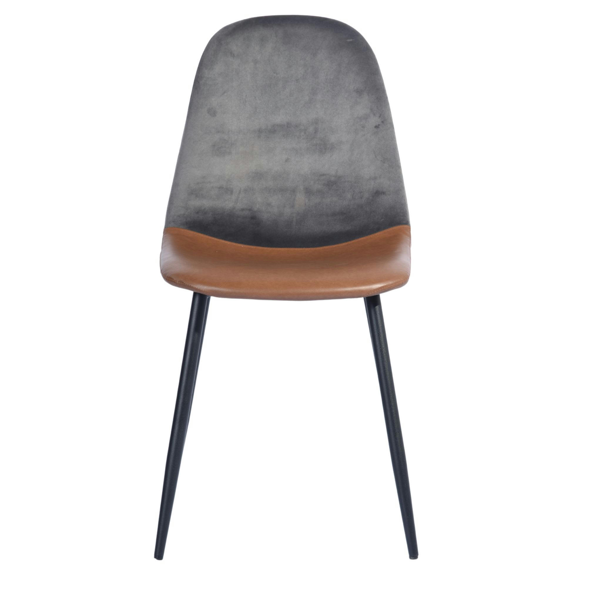 - Lot de 2 chaises scandinaves vintage marron velours gris