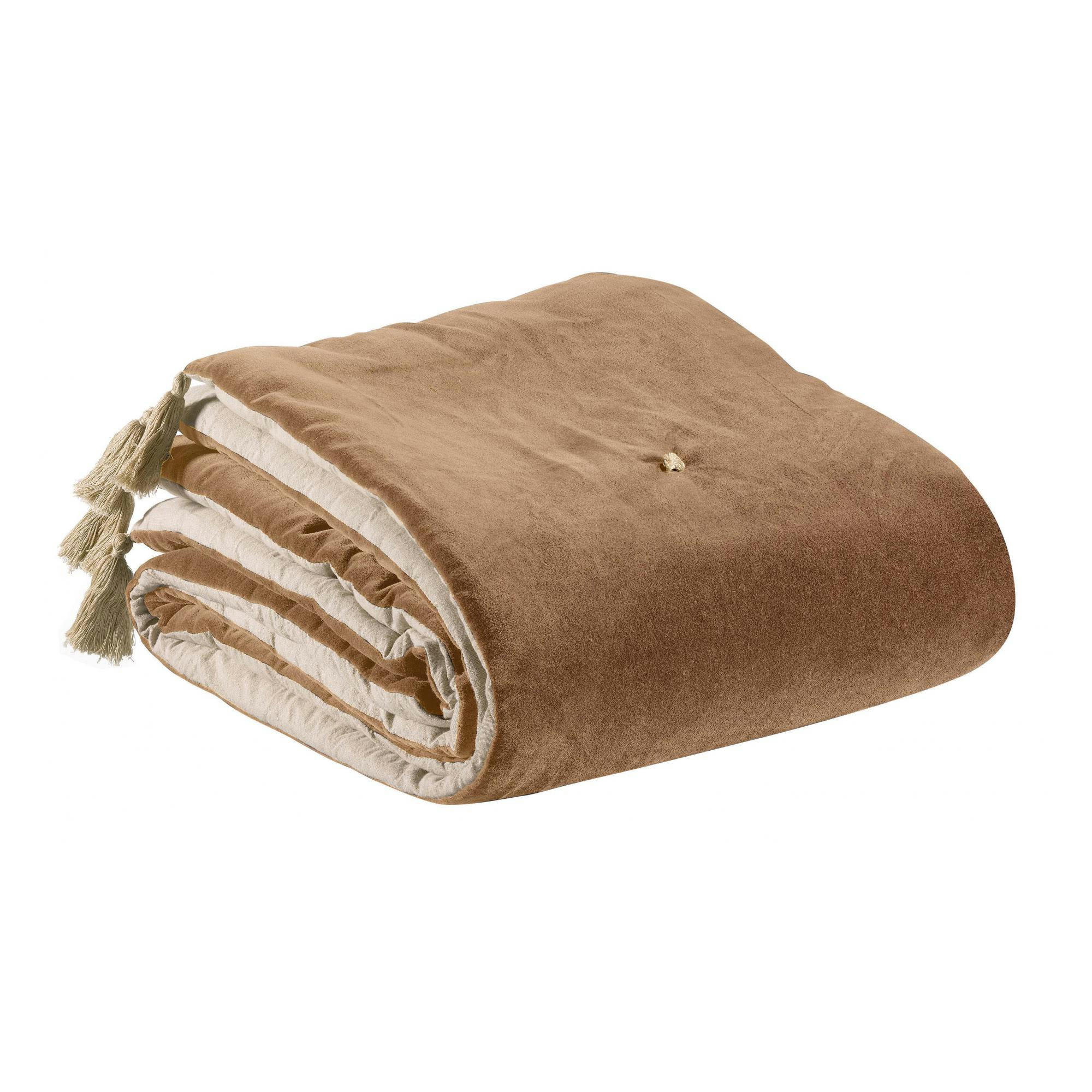 ELISE - Edredon pompons  en coton ficelle 80 x 180