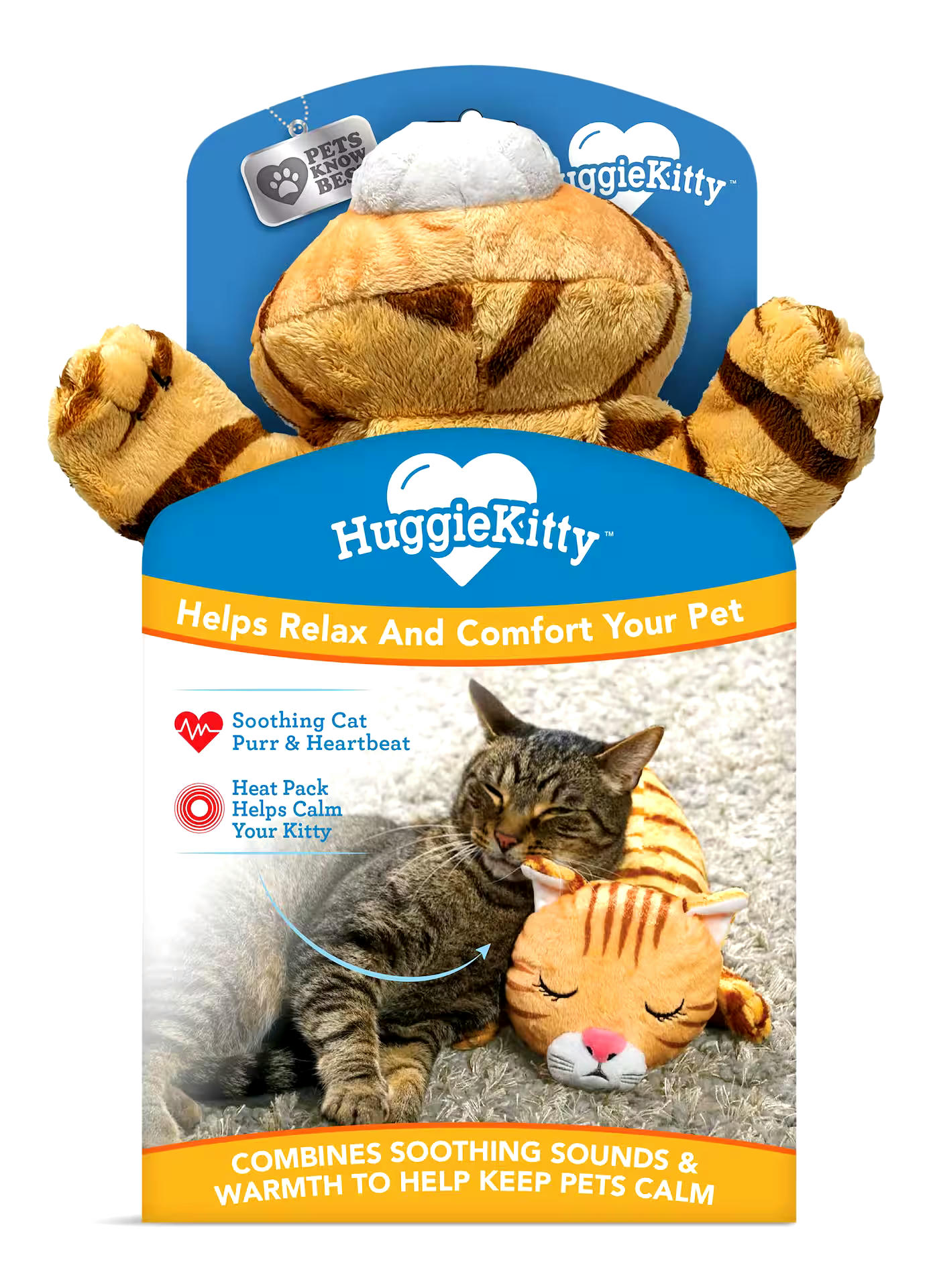 As Seen On TV Huggie Kitty Heartbeat Stuffed Toy for Cats - Cat Anxiety Aid by Pets Know Best