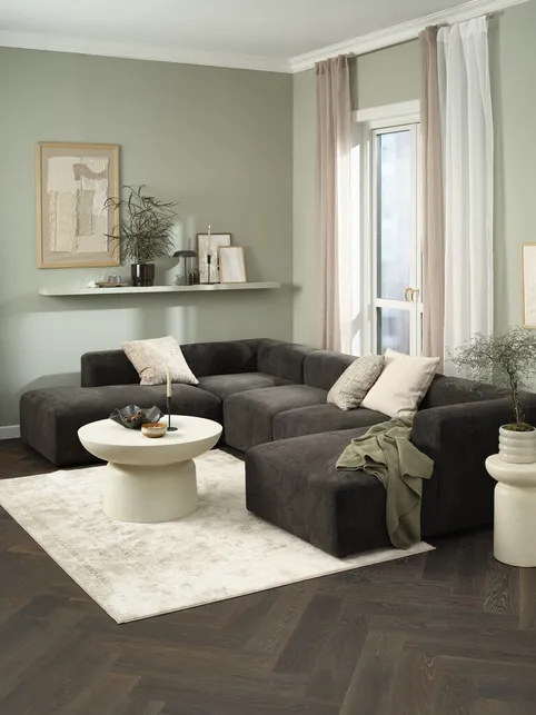Modulsofa SKEJBY 5 pers. chaiselong/open-end mørkebrun