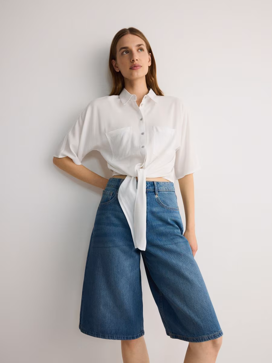 Cropped Shirt With Tie Detail