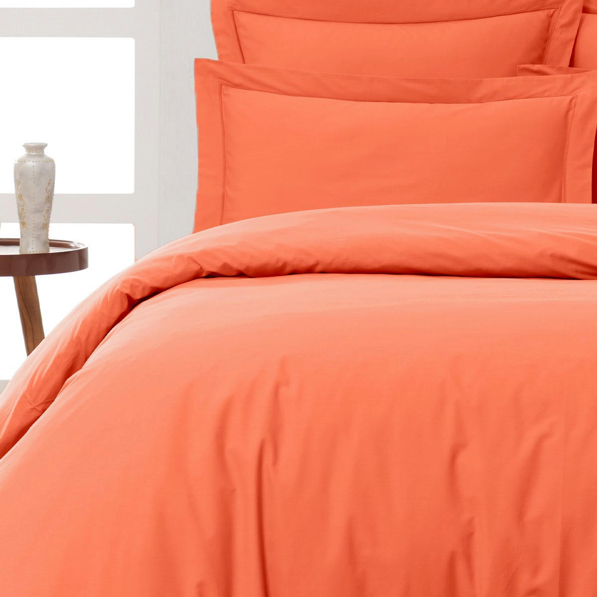 SOFT PERCALE - Drap plat en percale de coton  corail 270x300cm