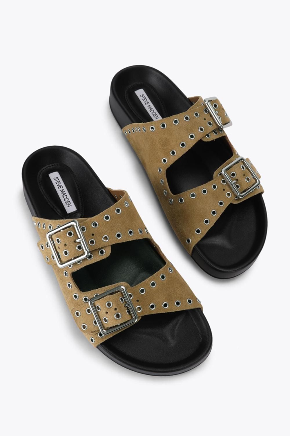 STEVE MADDEN Abbot Taupe Suede' Suede Sandals