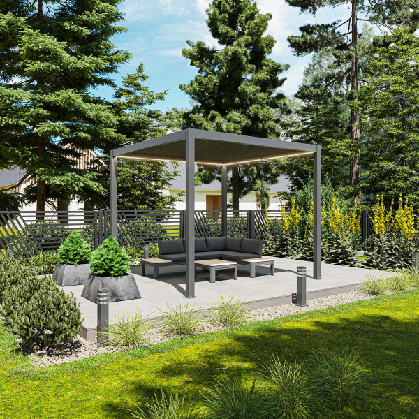Pergola NORDVIC Skyline LED 3x3 m Antracyt, 100% Aluminiowa