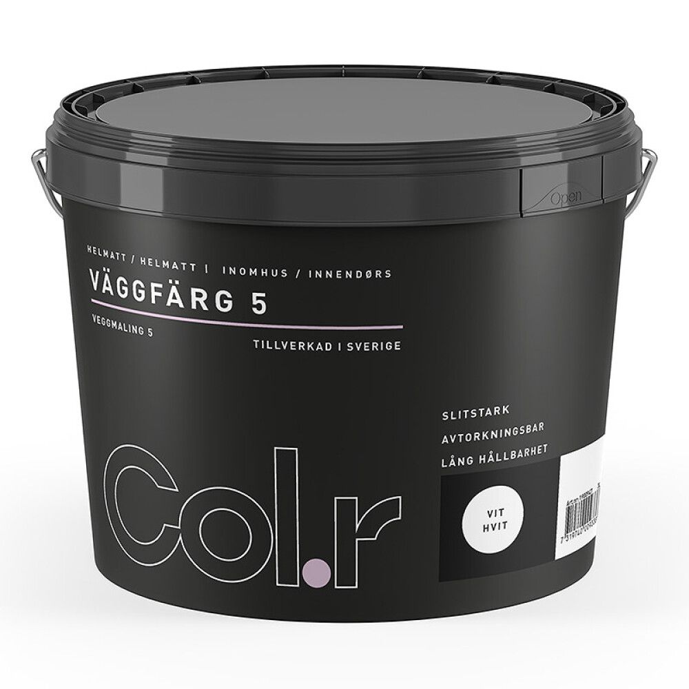 VEGGMALING COL.R HELMATT HVIT 3L