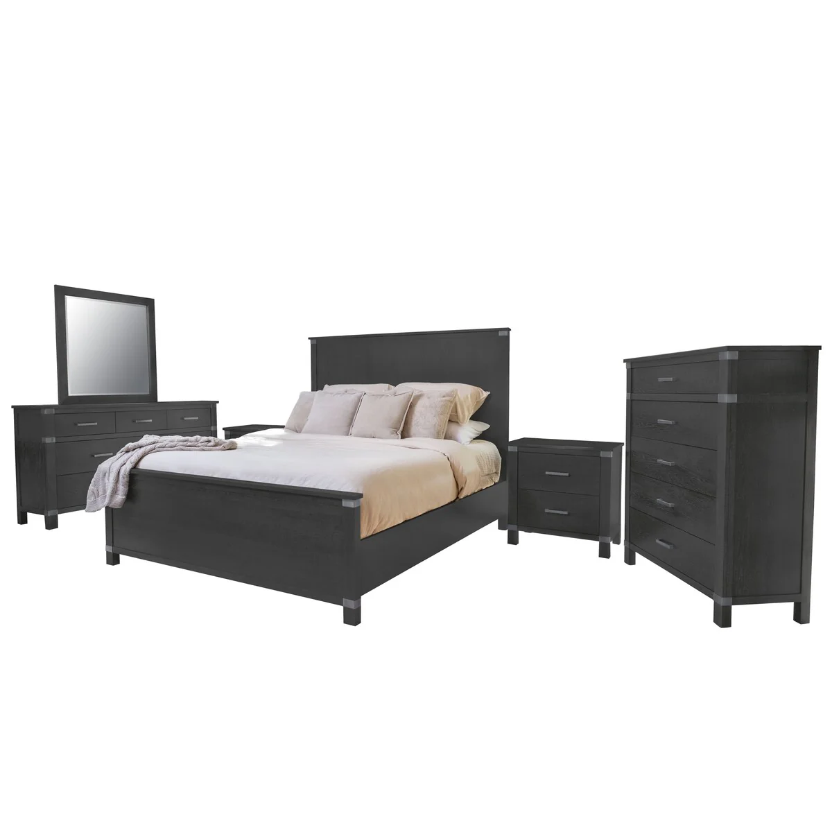 Declan 6 Piece Bedroom Set, Black