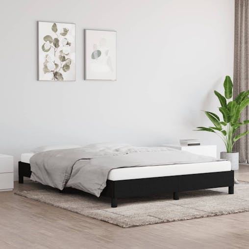 NNEVL Bed Frame Black 153x203 cm Queen Fabric