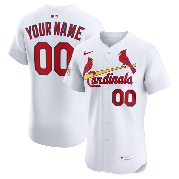 St. Louis Cardinals Nike Home Elite Sponsor Patch Custom Jersey - White