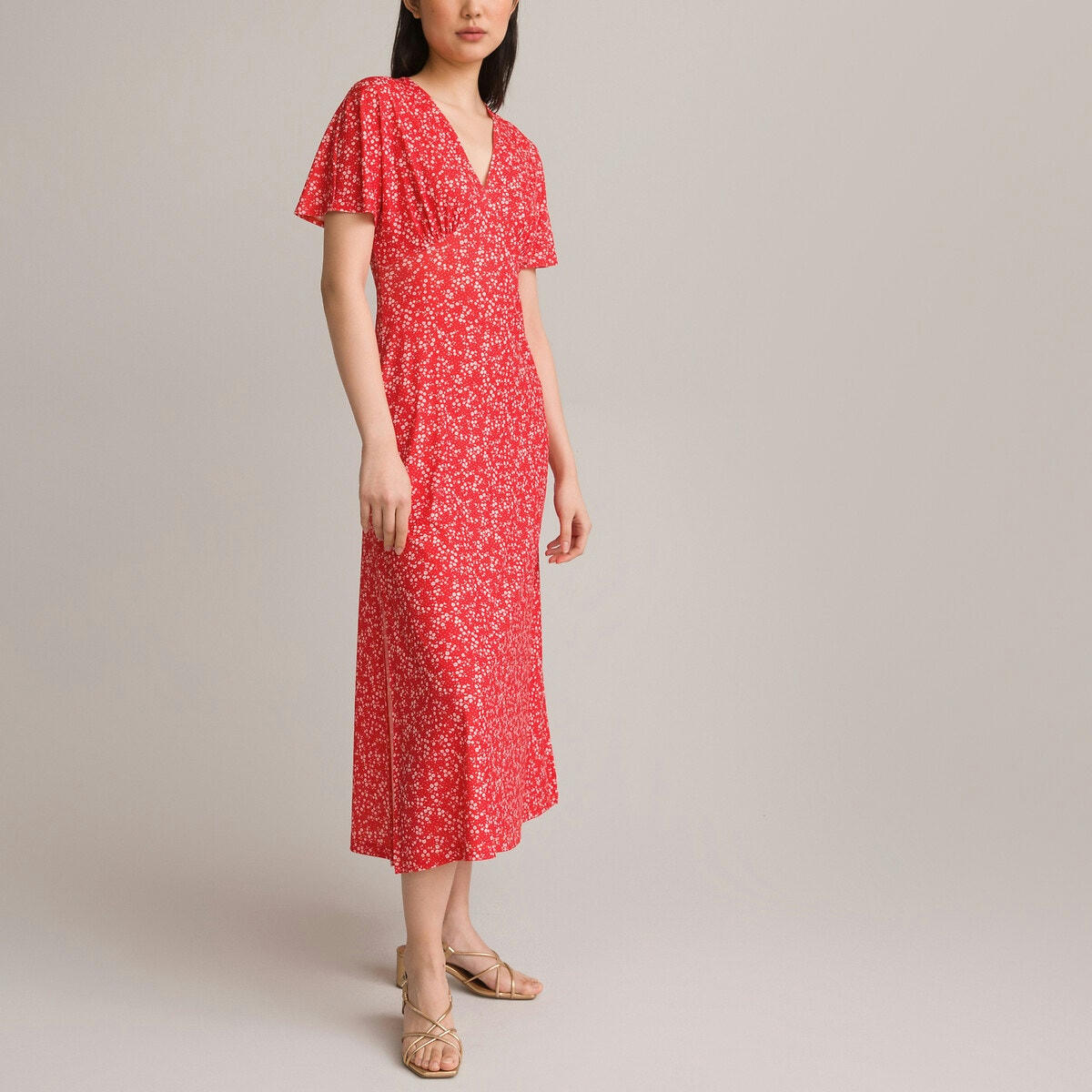 Robe longue évasée, imprimé fleurs