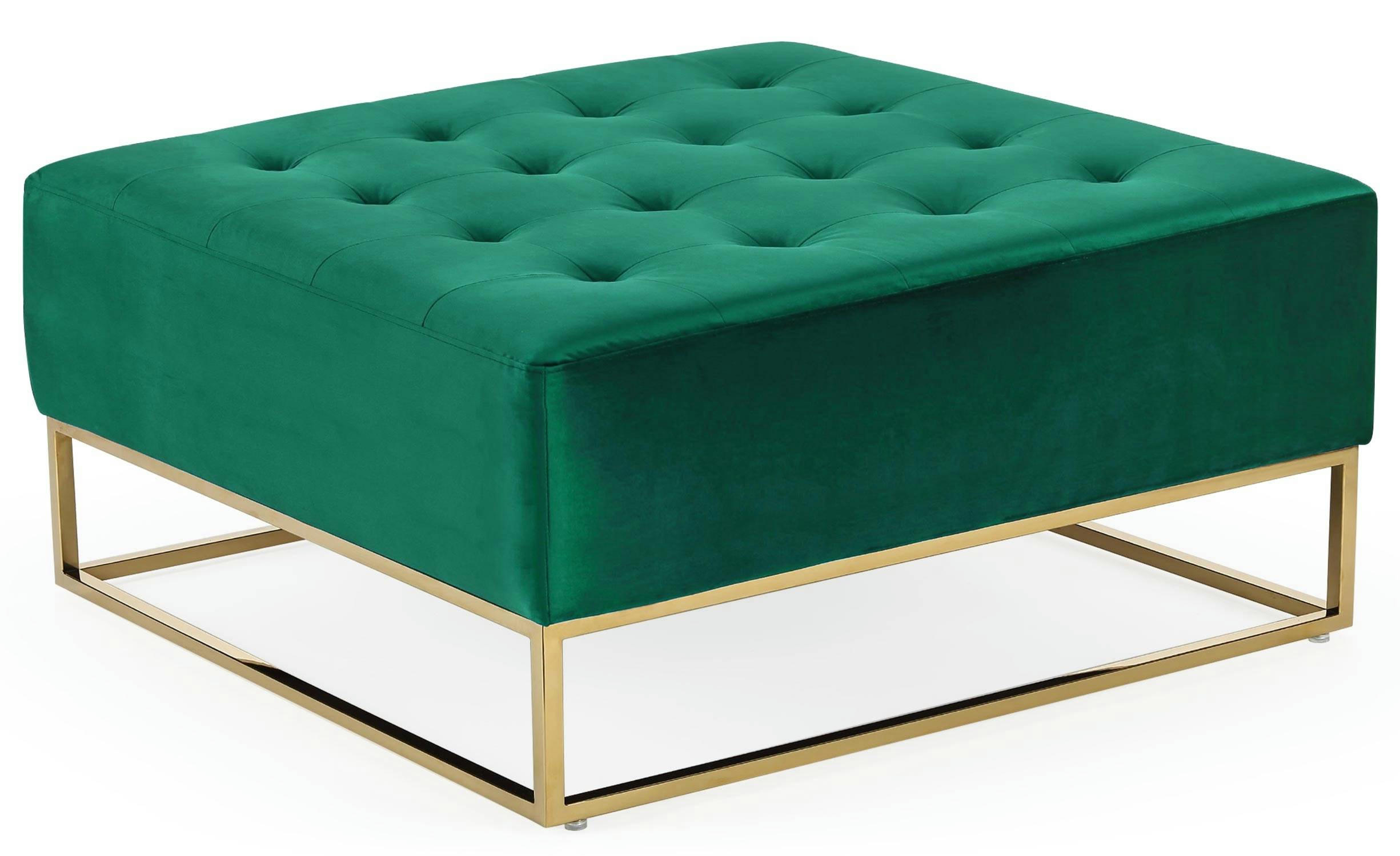 HUDSON - Pouf carré velours vert