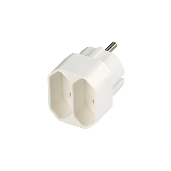 Übergangsstecker, 2-fach, Weiß, Kunststoff