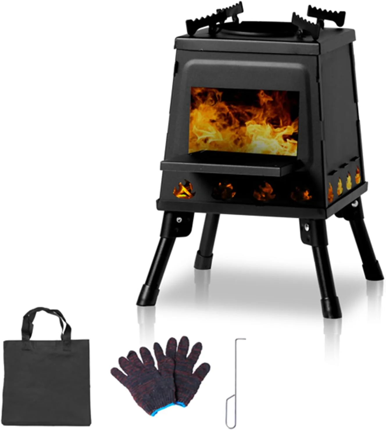 Portable Detachable Wooden Camping Stove Windproof Barbecue Grill Compact Outdoor Cooker