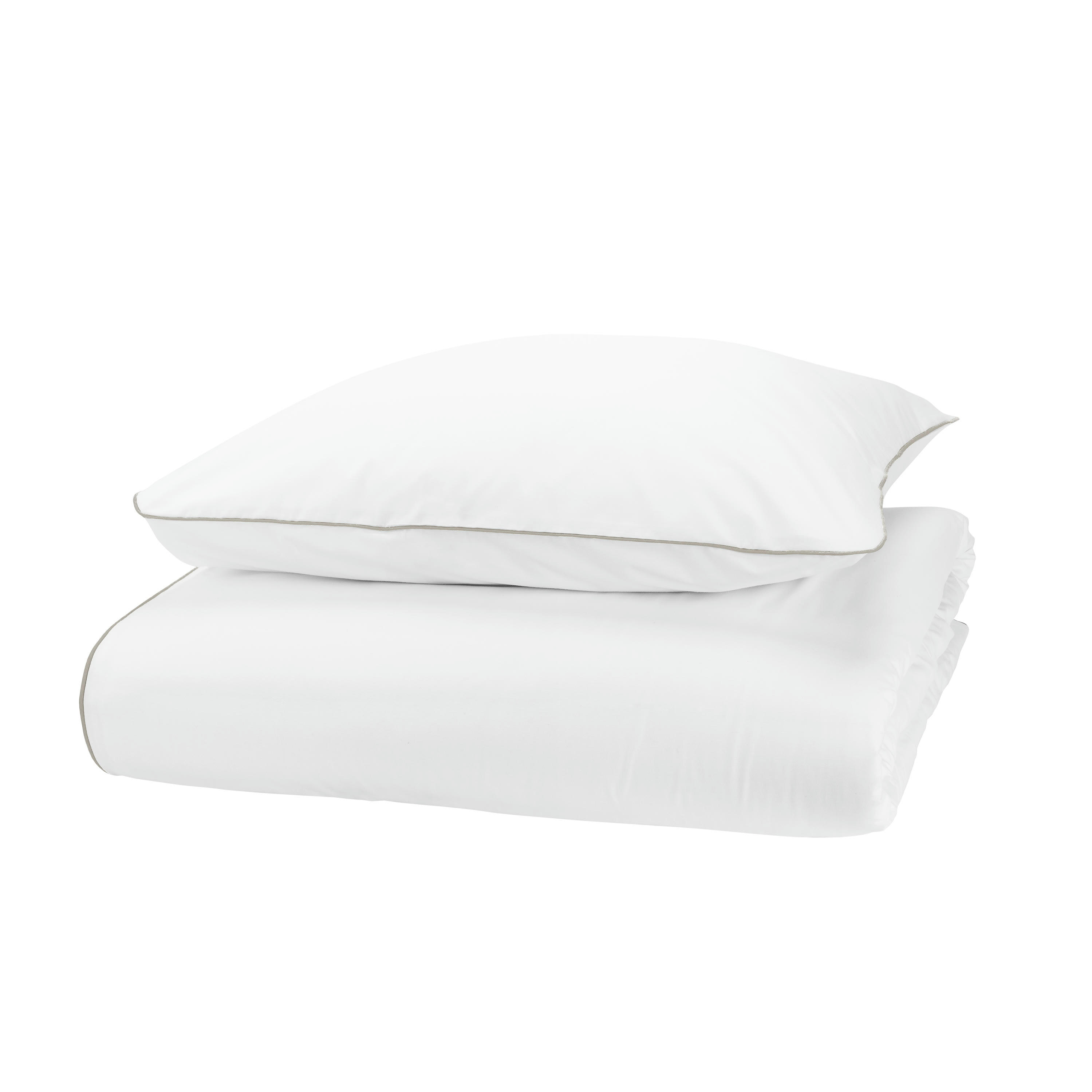 SIMPLICITÉ GOURMANDE - Housse de couette en percale de coton  200x200cm Blanc/beige Desert
