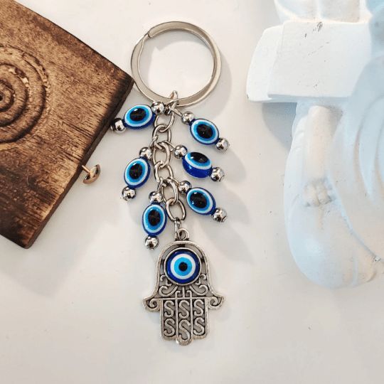 The Colourful Aura Hamsa Hand Turkish Protection Greek Evil Eye Nazar mal de ojo Keyring