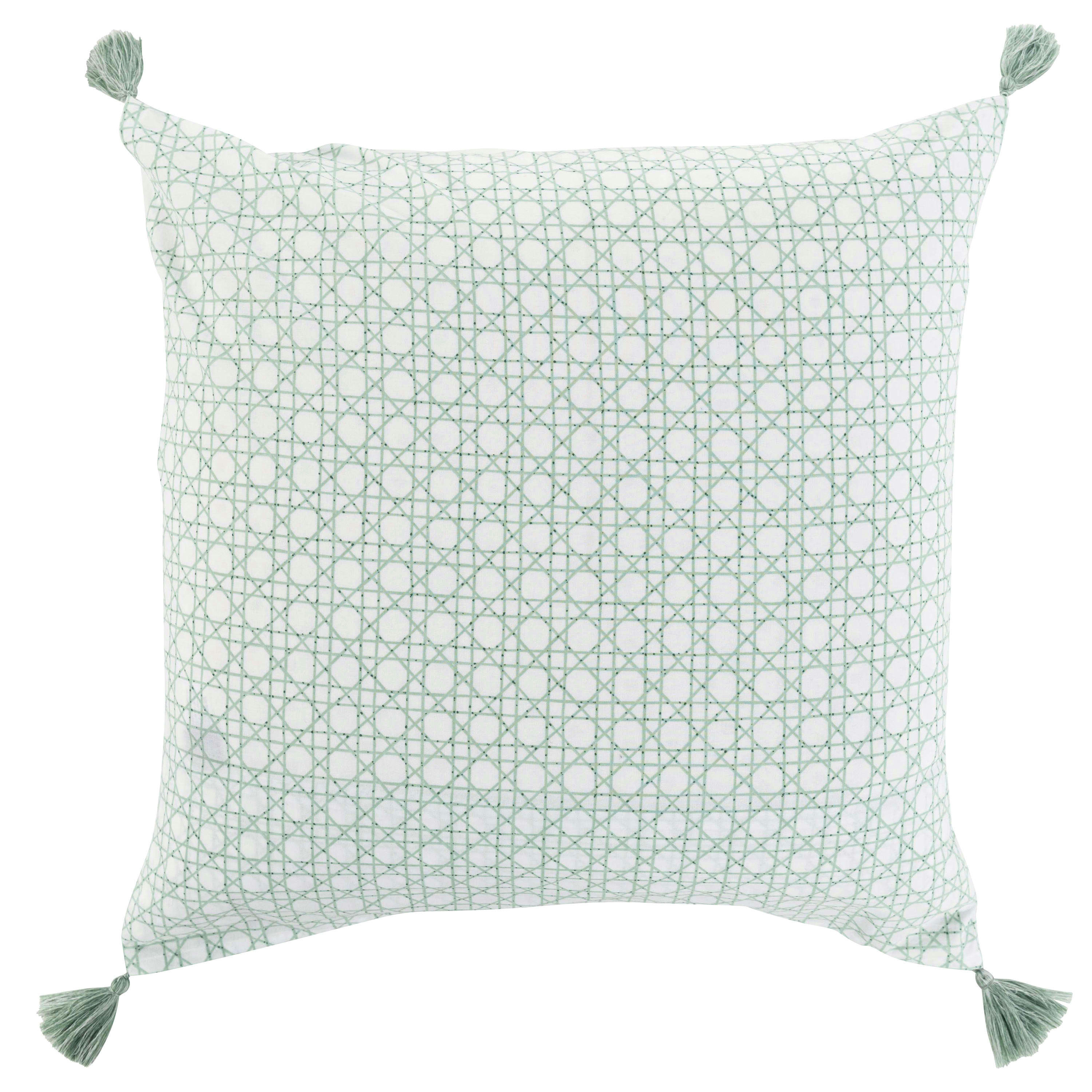 ALOEVERA - Taie d'oreiller carrée coton et lin imprimé vert 64 x 64 cm