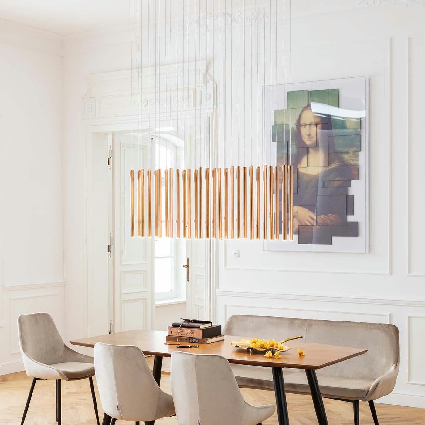 LIVING VEGAS - Suspension en acier doré 27 tubes