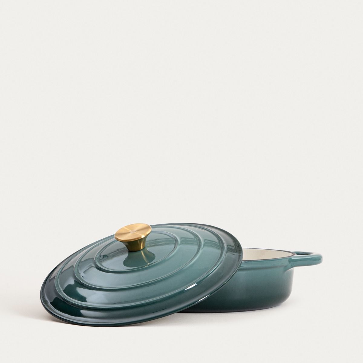 Garnek żeliwny ANDREAS zielony płaski ombre, 28cm 2,5 l