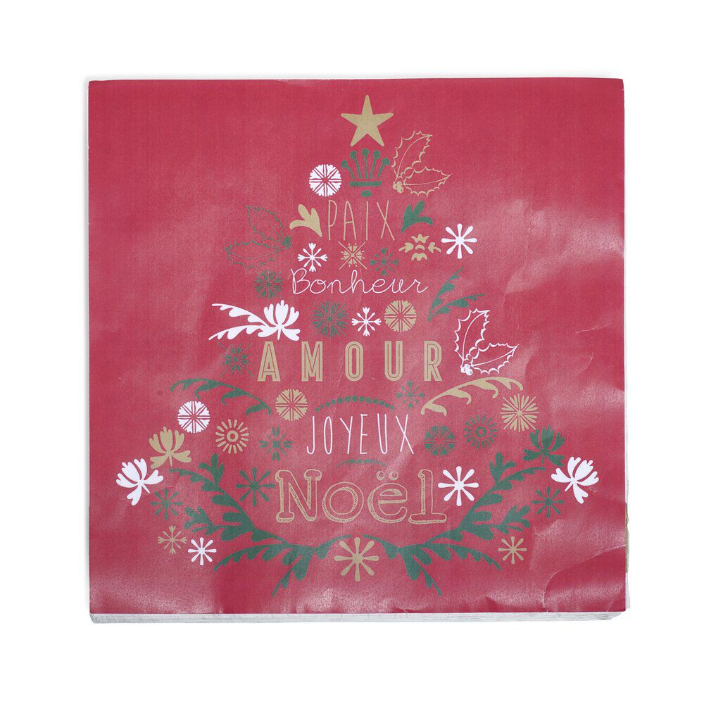 Serviette en papier design No&euml;l rouge x 20