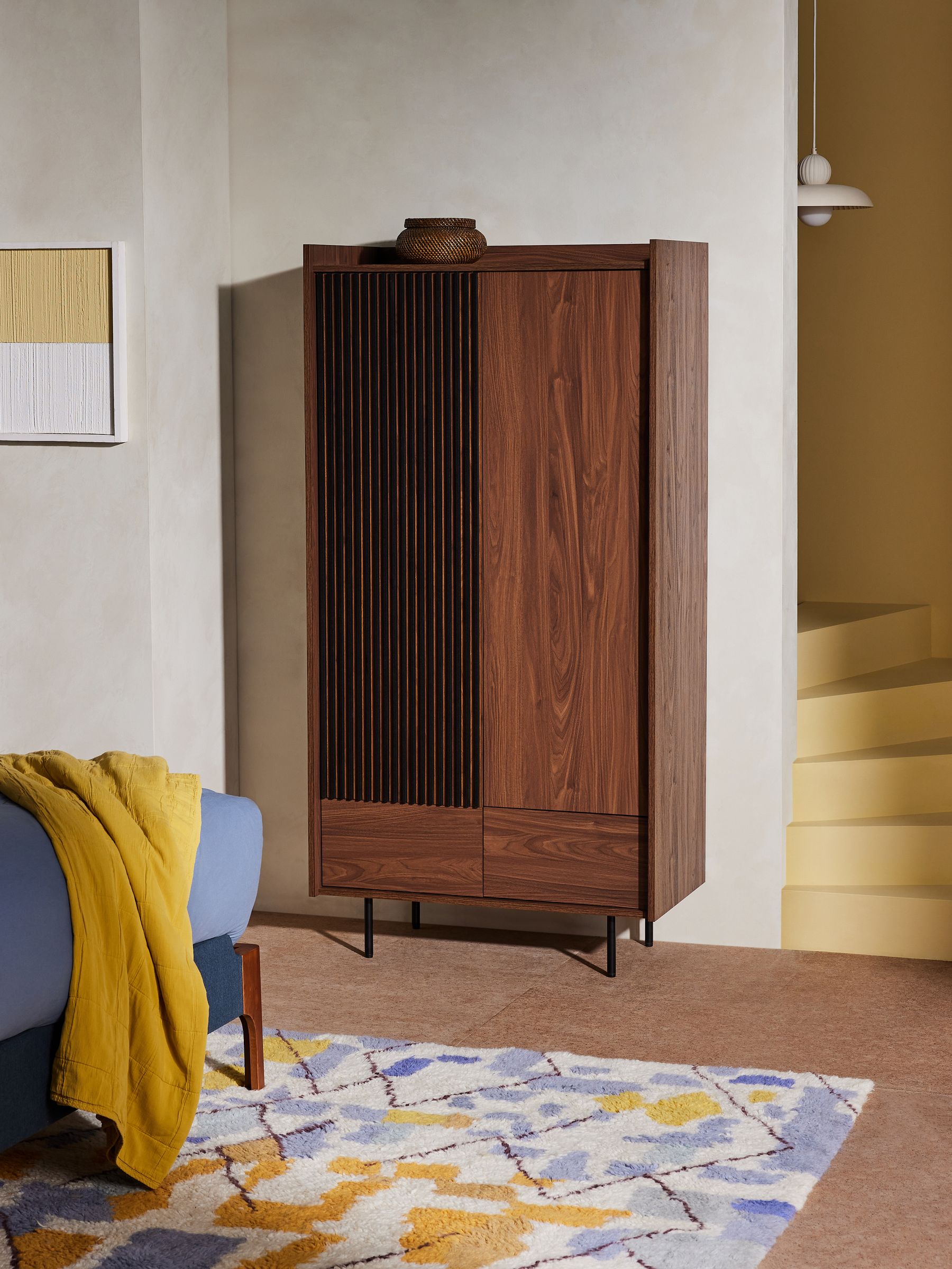 Blaze Double, 2 Drawers Wardrobe in Dark Walnut Effect