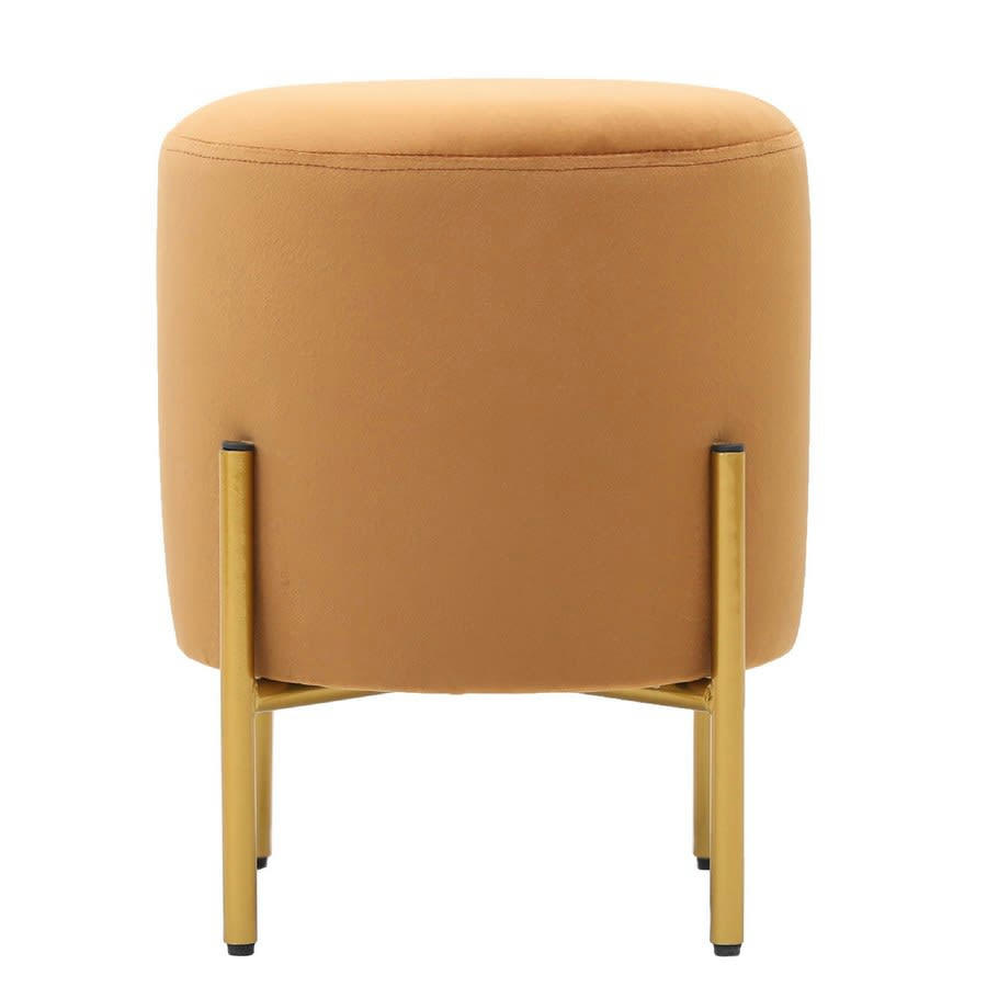 VELVET - Pouf repose-pieds rond capitonné en velours ocre