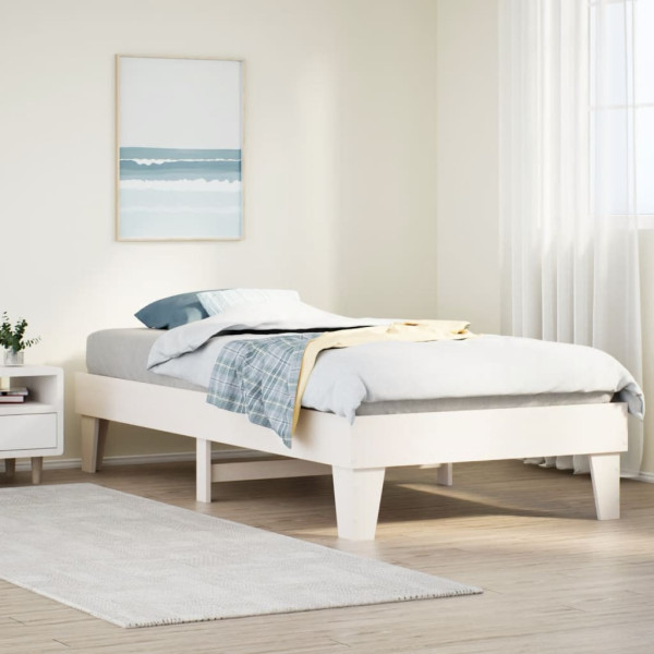 Rama łóżka bez materaca biała 75x190 cm lite drewno sosnowe