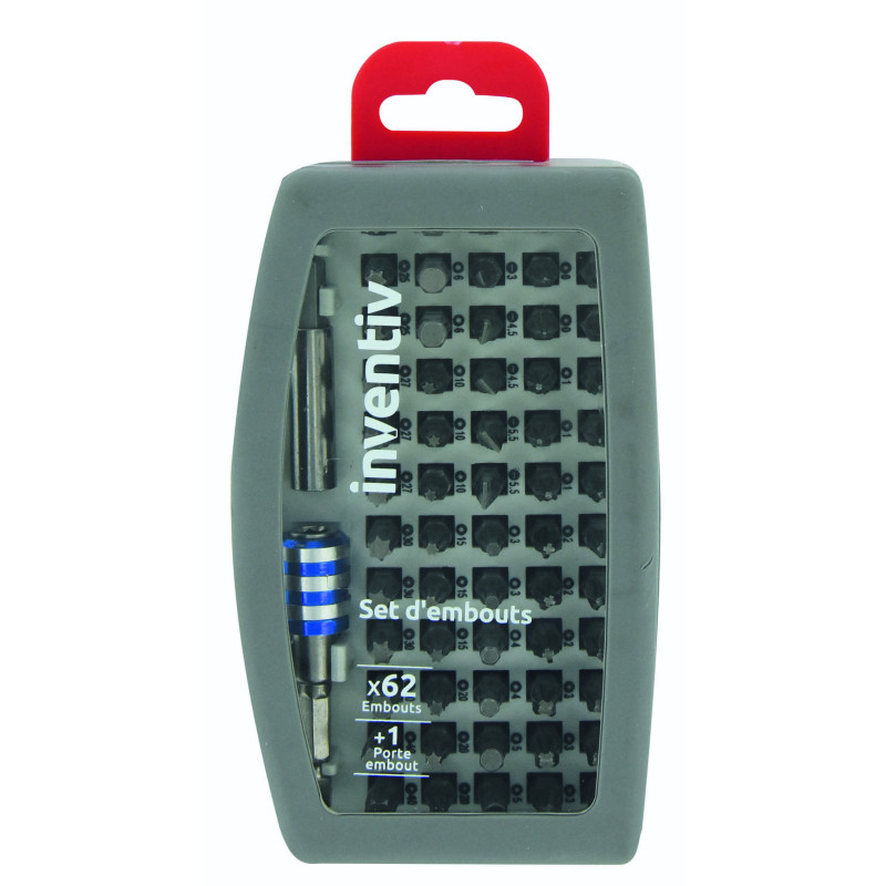 Set d'embouts de vissage avec porte-embout 62 pièces INVENTIV