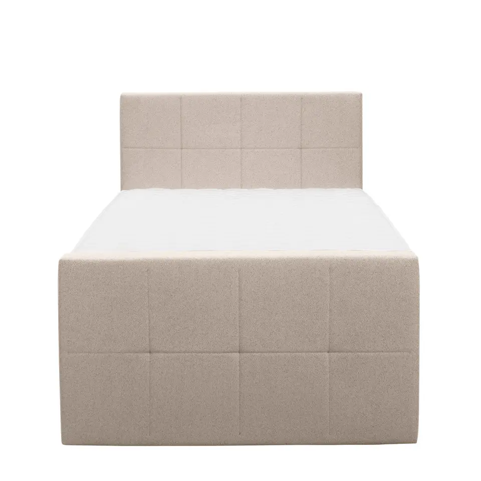 Boxspring met voetbord Liv geblokt - beige - 120x200 cm - slanke poot