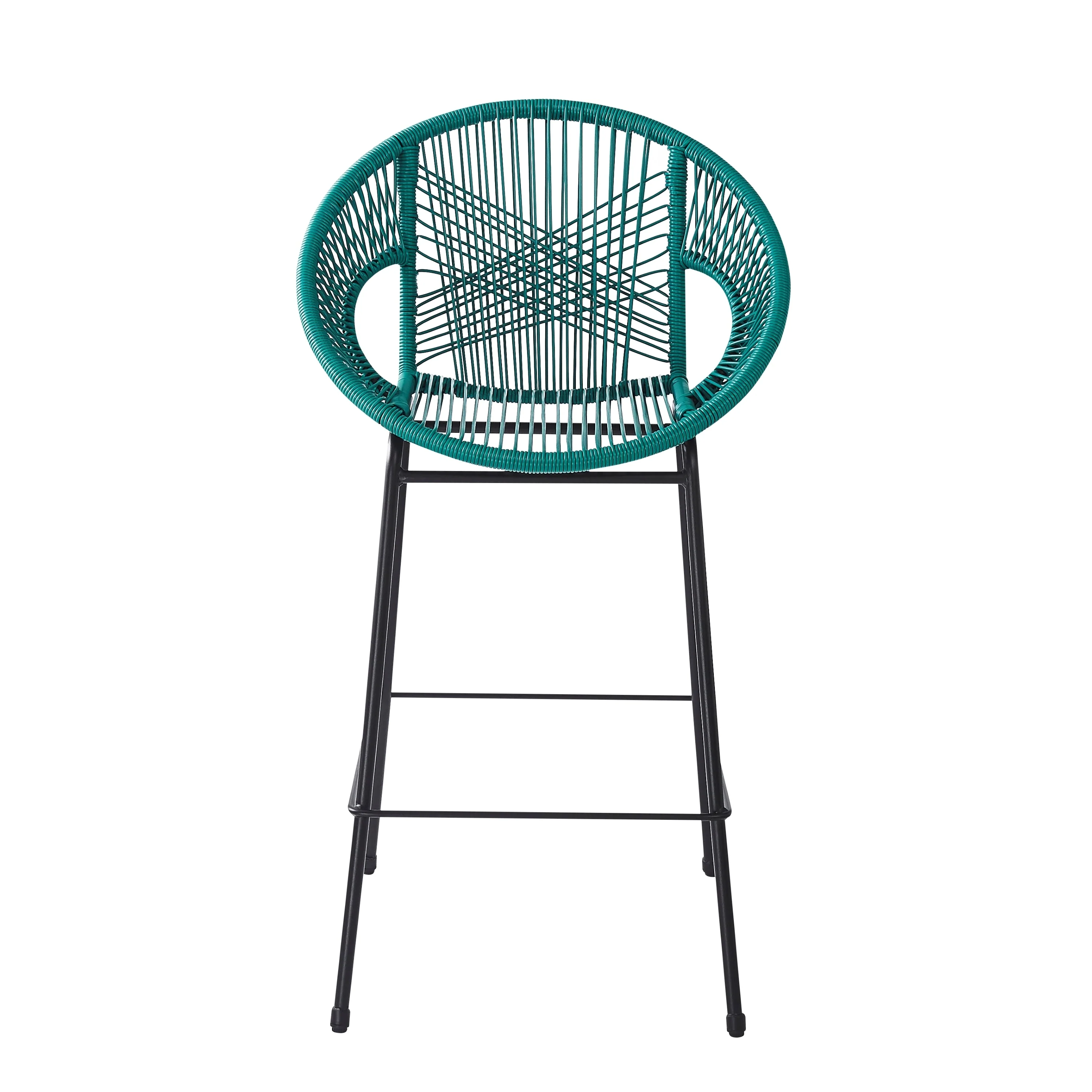 Ferrara Outdoor Patio Teal Faux Wicker Barstool (Excluding the table)