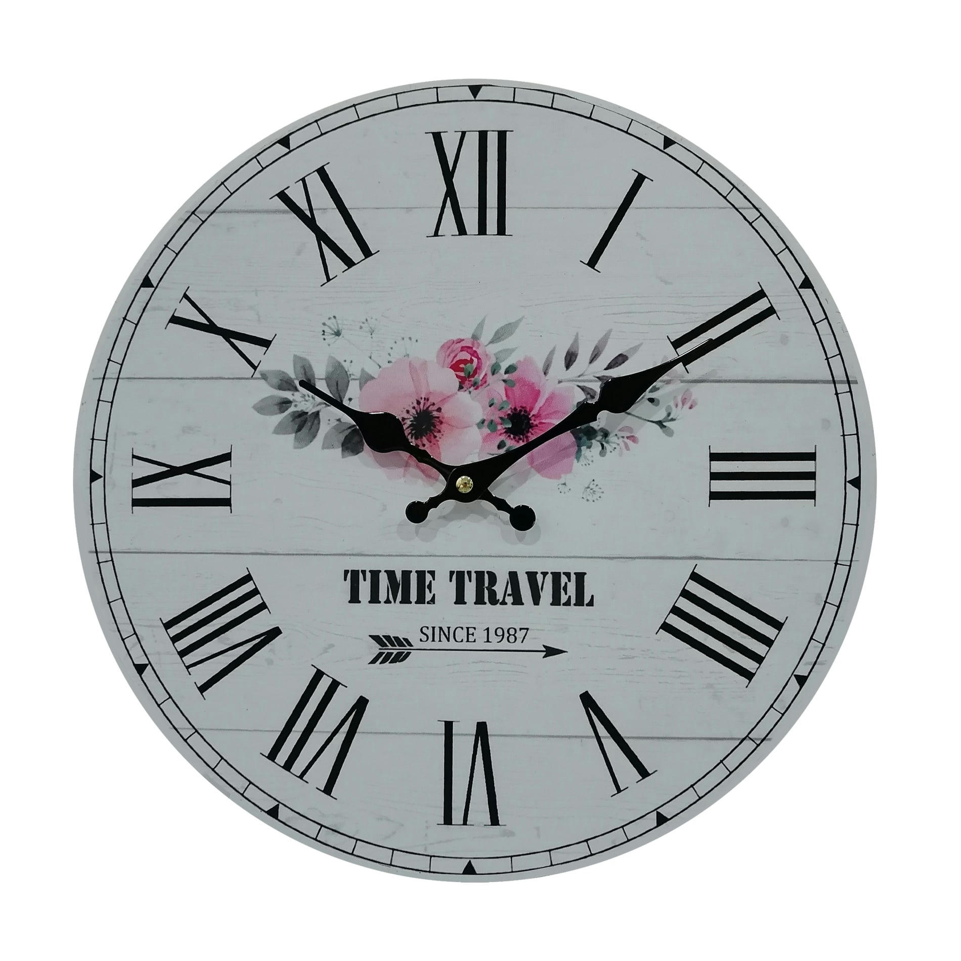 - Horloge murale ronde effet bois noire, blanche et rose  ø 33,8 cm