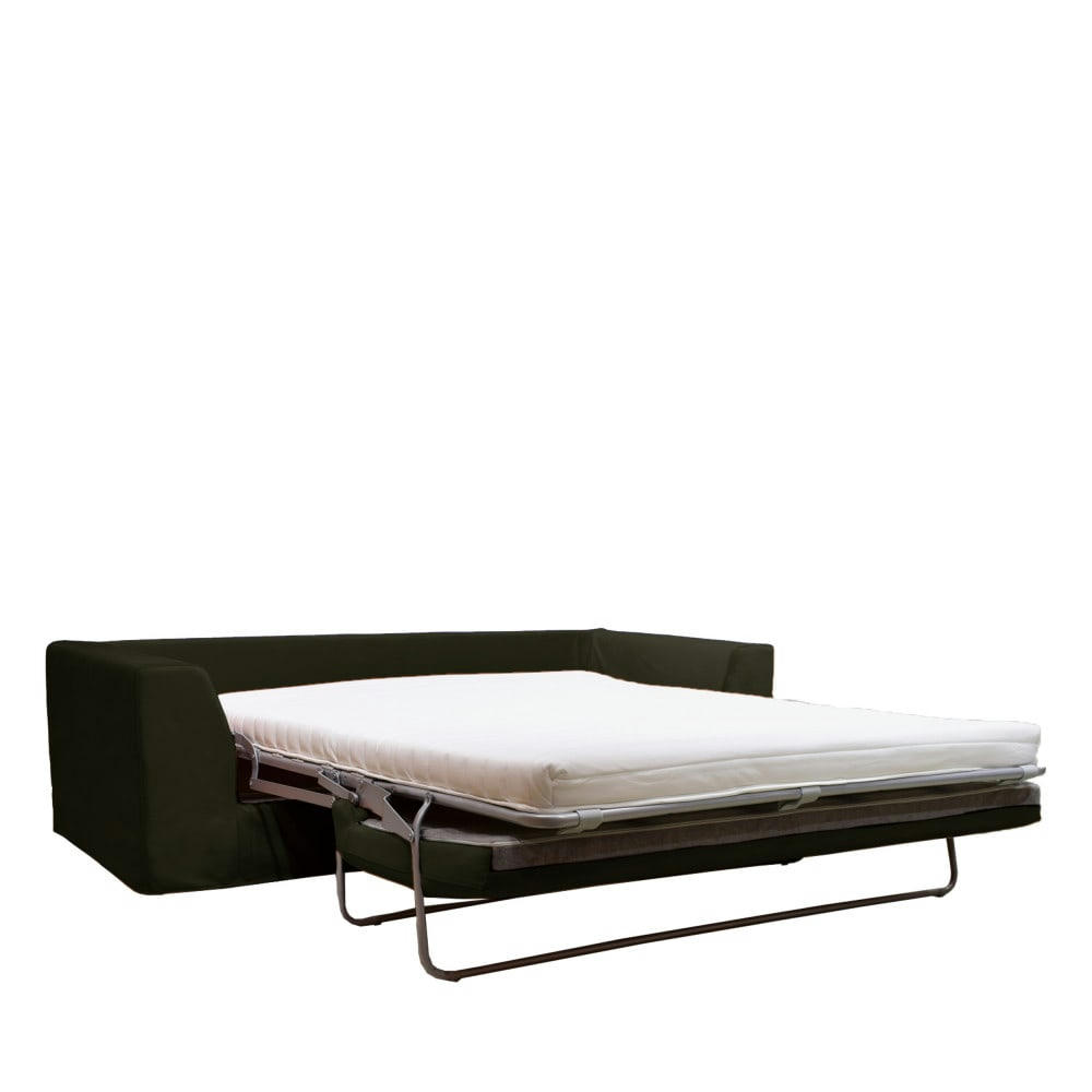 AMANY - Canapé convertible entièrement déhoussable en velours vert foncé