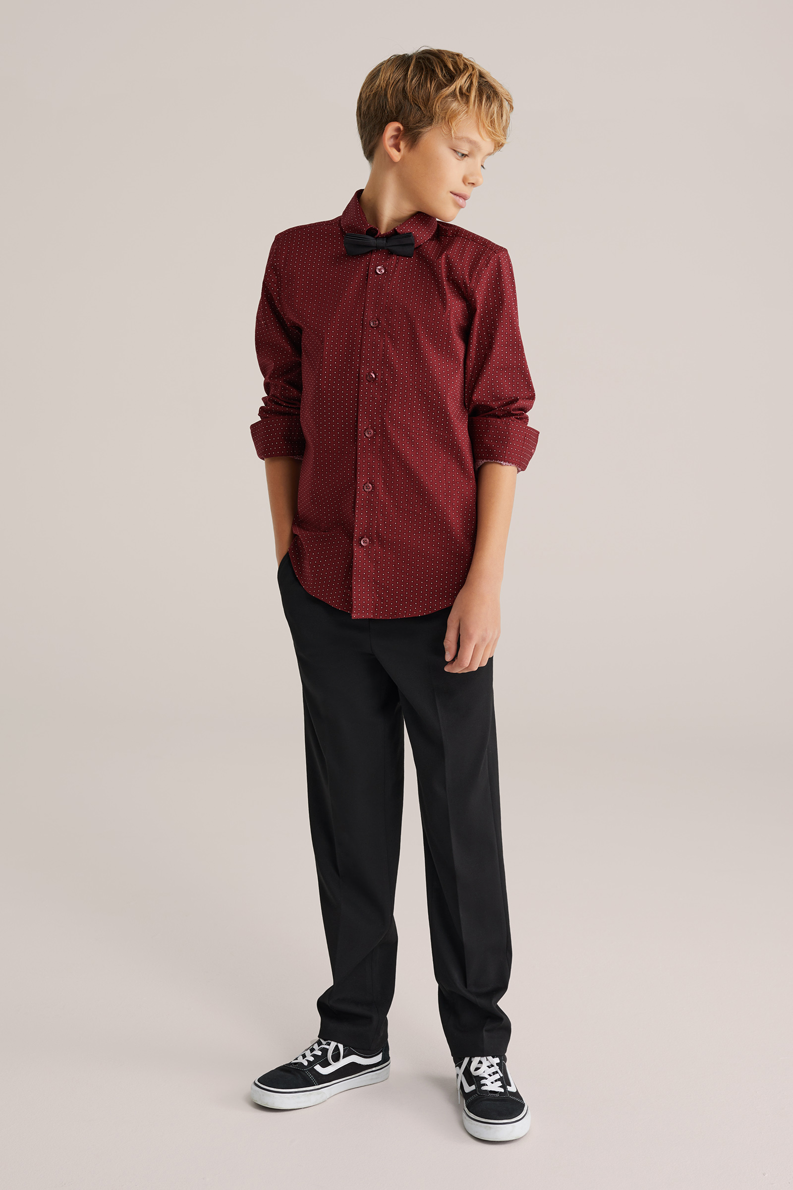 Jongens overhemd met print en afneembare vlinderdas