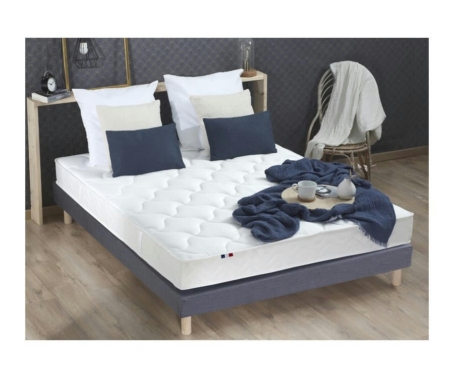 ENSEMBLE ALTO - Ensemble matelas mousse ferme sommier bleu 140x190