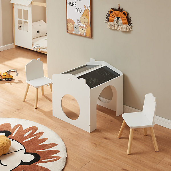 Ensemble de table de dessin et 2 chaises pour enfants Romso blanc en.casa