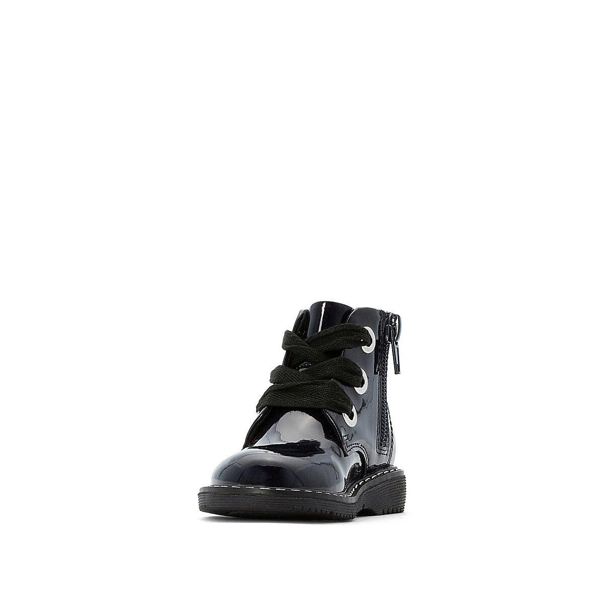 Bottines zippées vernies à lacets