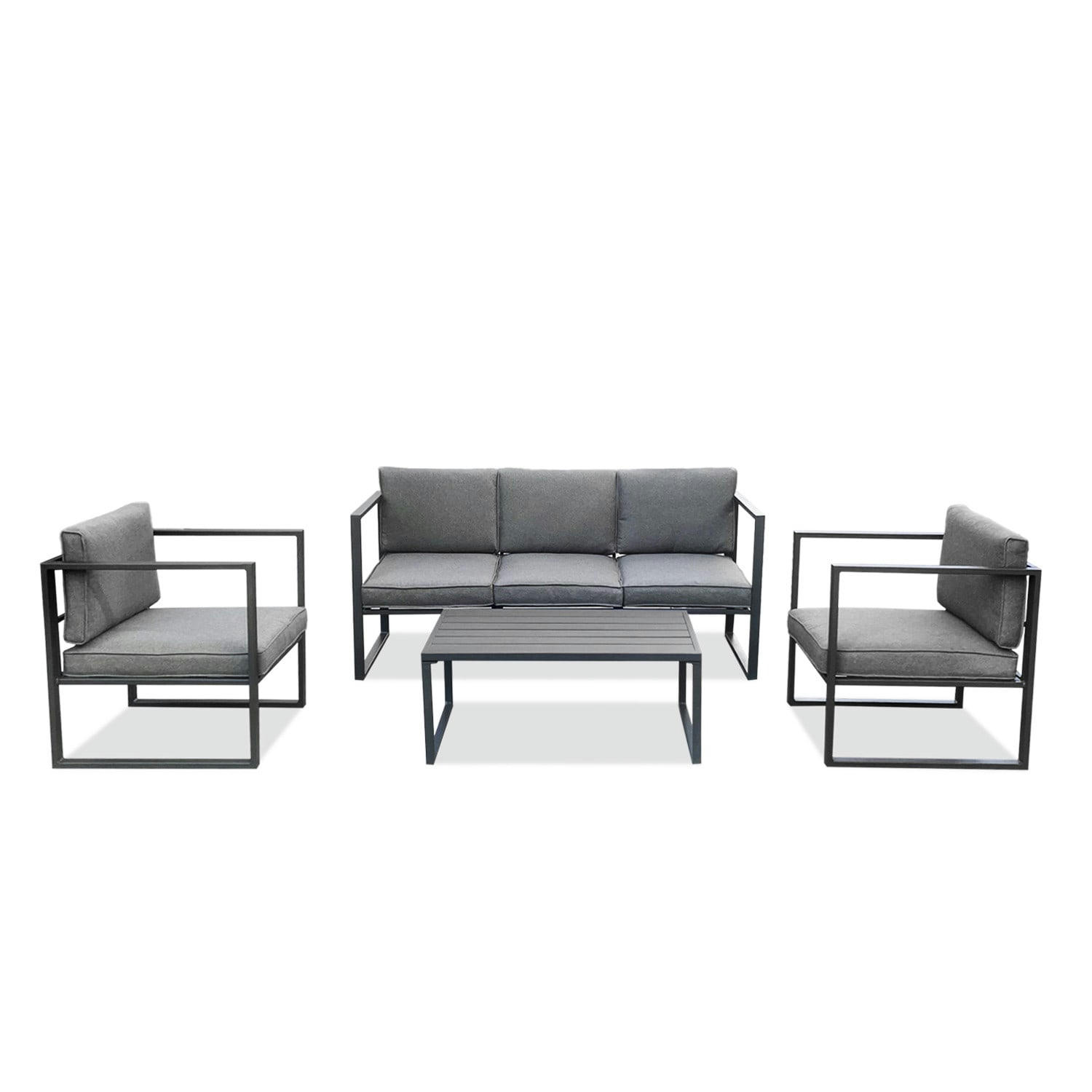 HONFLEUR - Salon de jardin design 5 places gris en aluminium anthracite