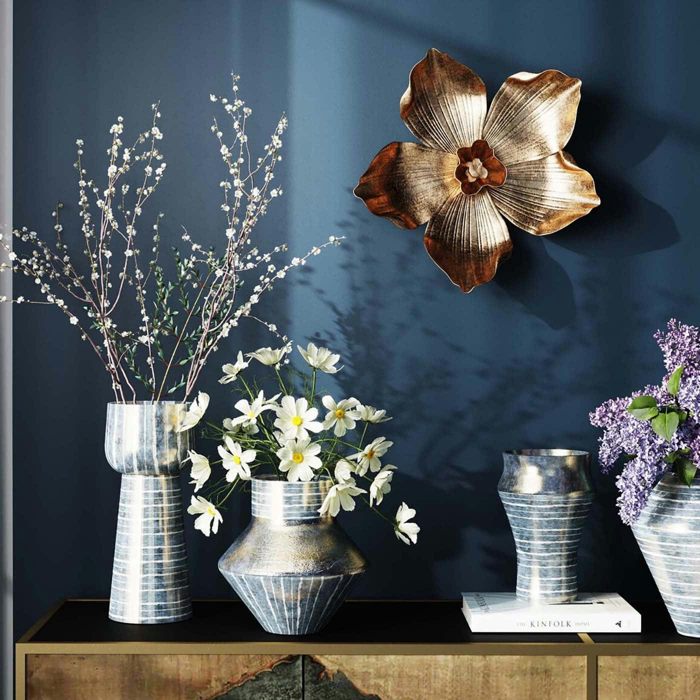 ORCHID - Déco murale orchidée dorée en polyrésine H44