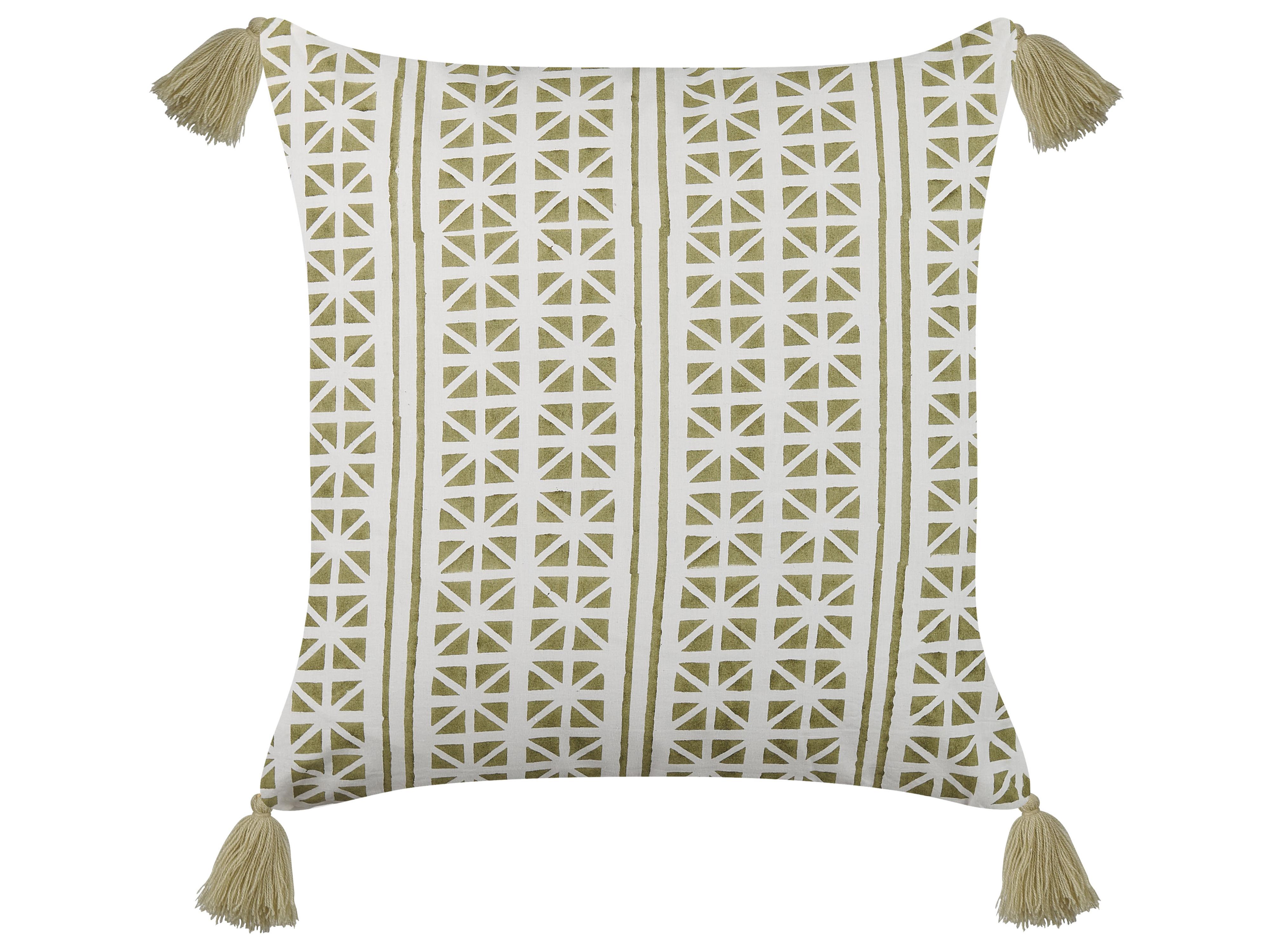 Throw Cushion SYRINGA Cotton 45 x 45 cm Green Geometric Pattern