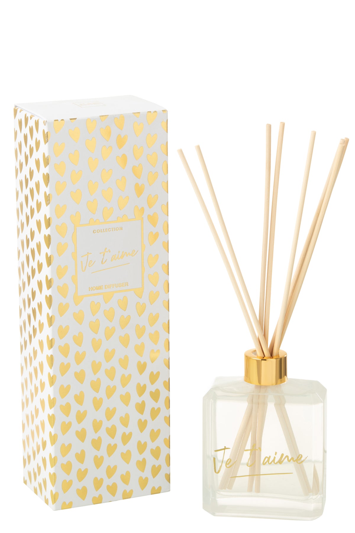 J-Line geurstokjes Je T'aime - Ginger Woord - glas - goud