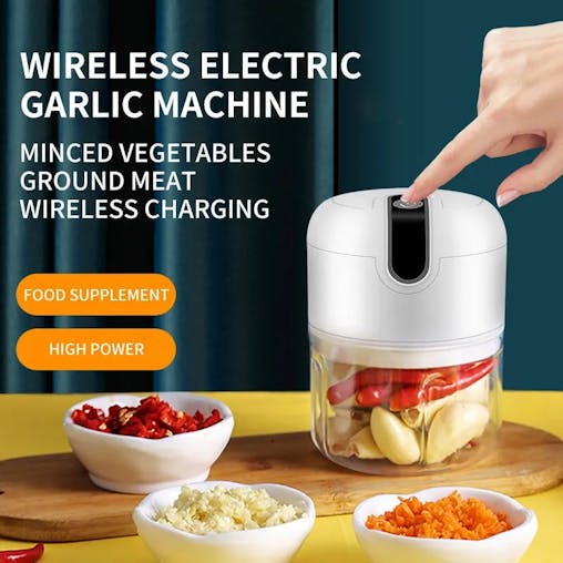 NNEOBA Electric Garlic Masher USB Rechargeable Mini Food Chopper White
