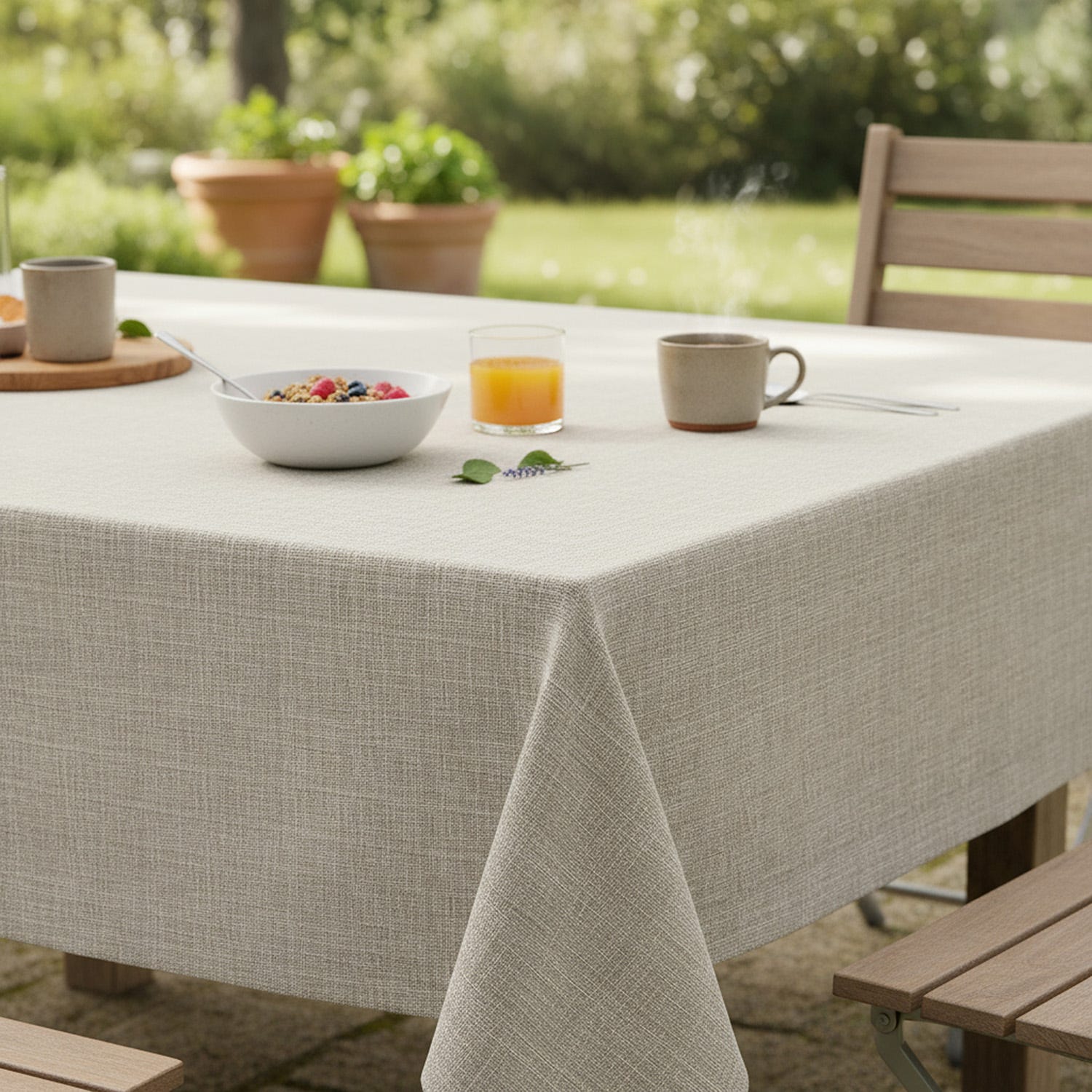 Tovaglia antimacchia 140x180 cm tinto filo grigio melange