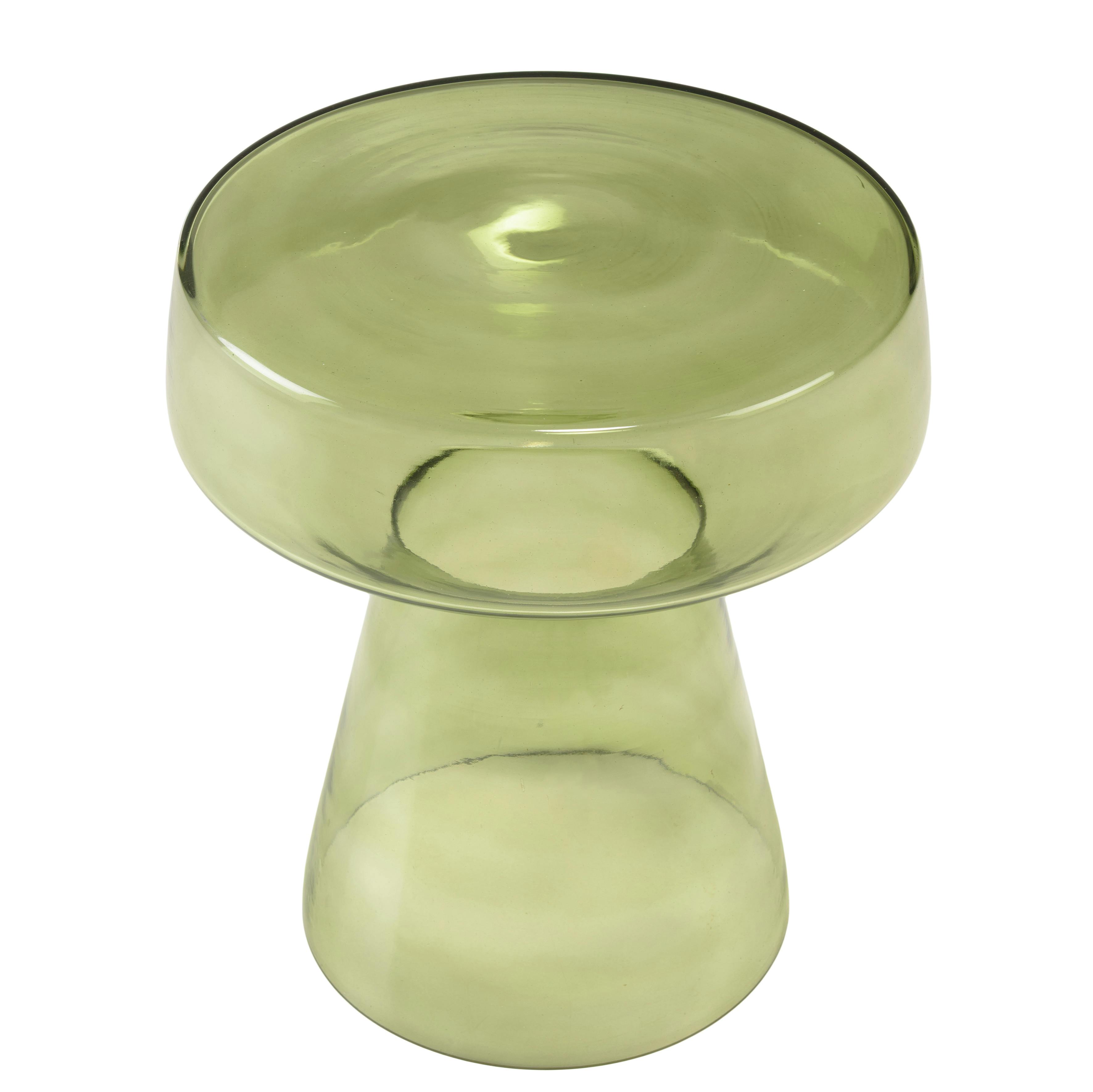 Table d'appoint design en verre transparent couleur vert ELORA