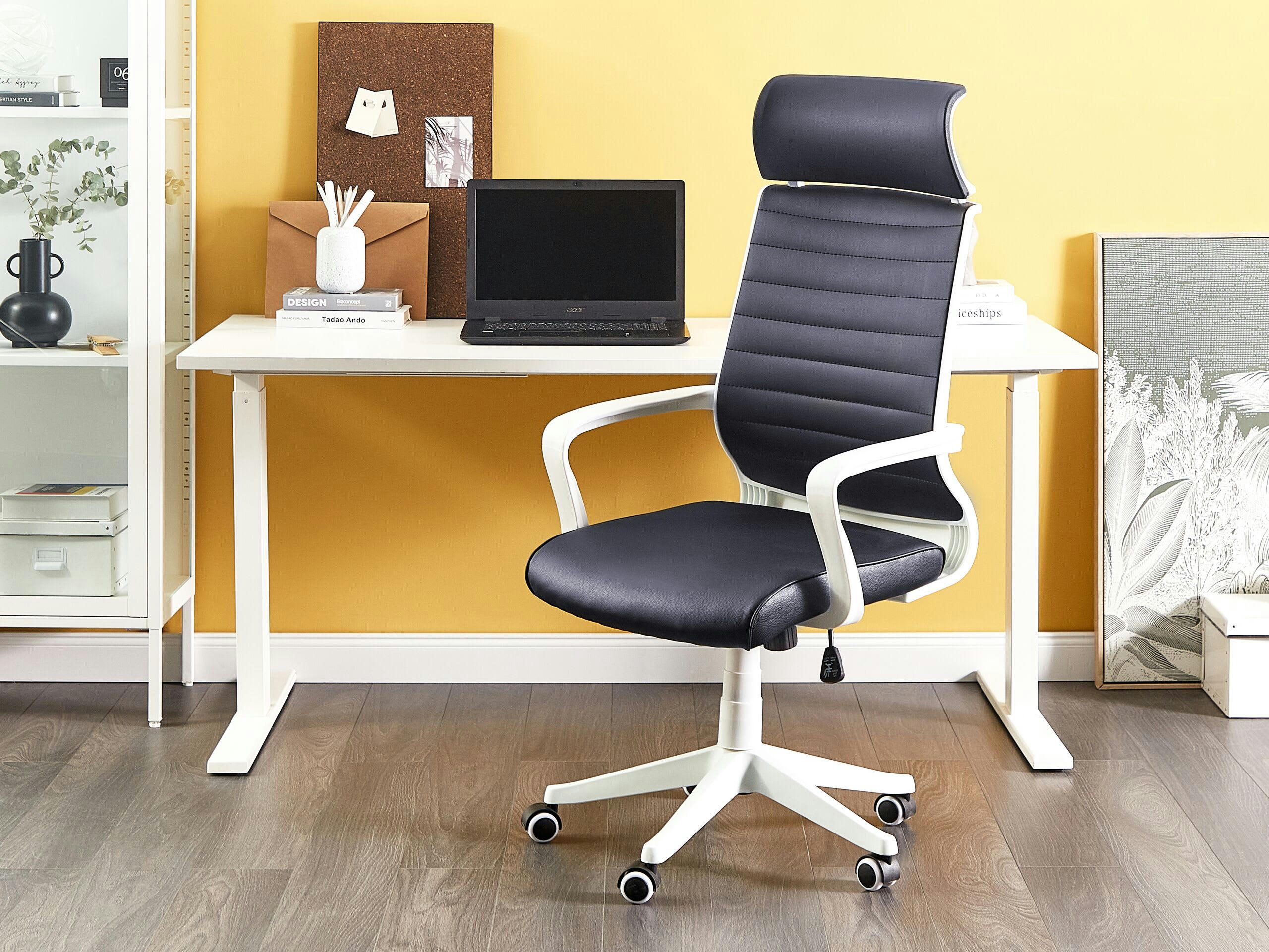 LEADER - Chaise de bureau en cuir PU noir