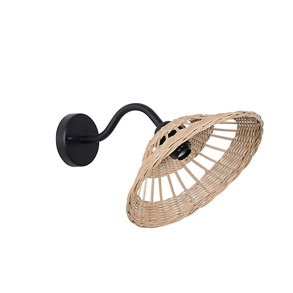 Applique métal et rotin naturel E27 15W IP44 Esterel L.30 x l.420 x H.24 x P.42 cm