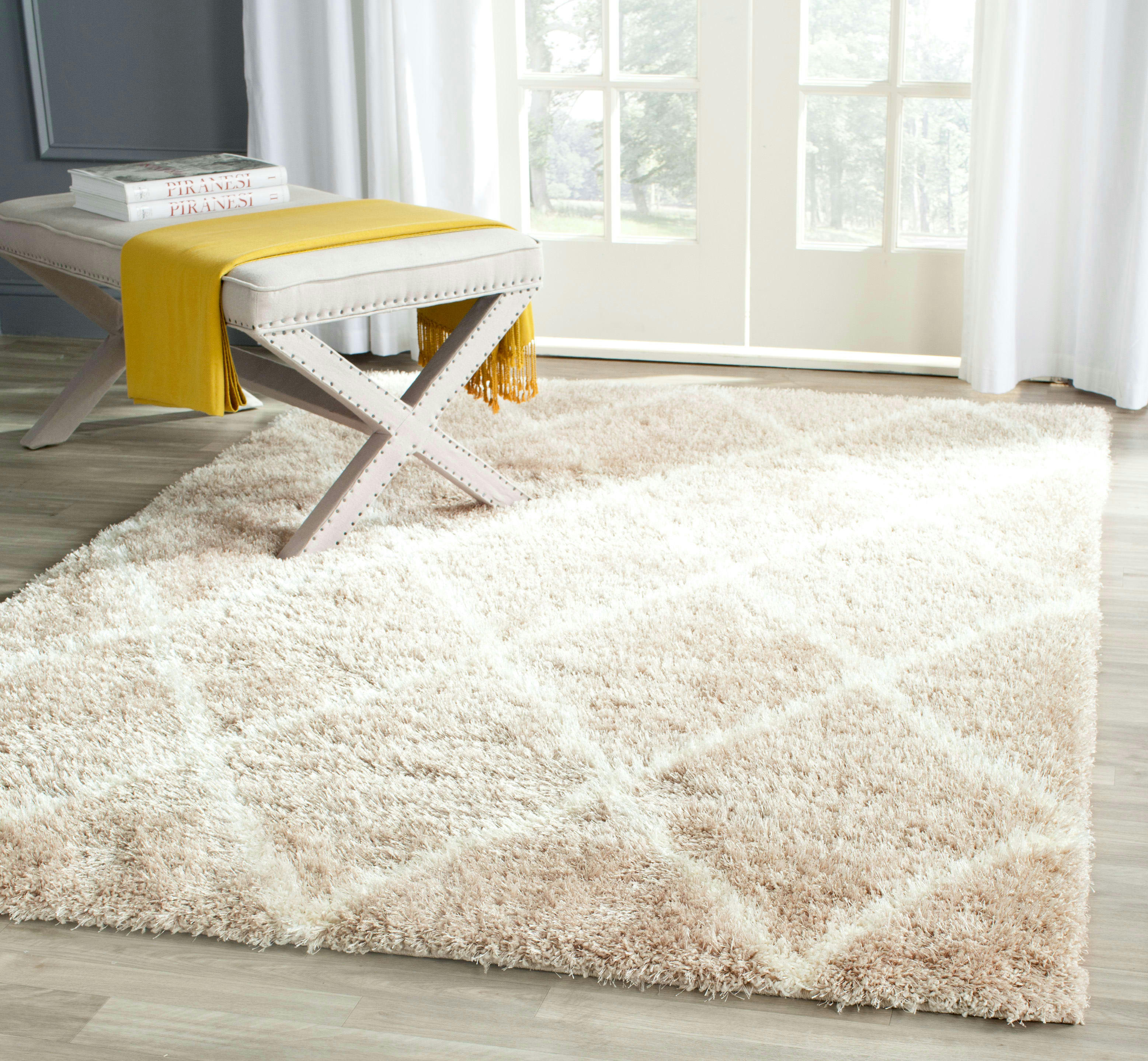 MONTREAL SHAG - Tapis de salon interieur en beige & ivoire, 122 x 183 cm