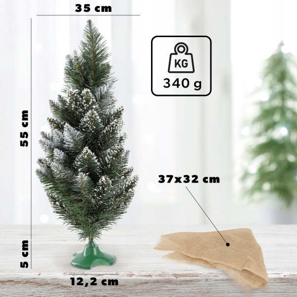 Choinka sztuczna Mała 50 cm Sosna Ośnieżona Juta